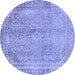 Round Abstract Blue Modern Rug, abs2852blu