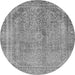 Round Machine Washable Abstract Gray Modern Rug, wshabs2852gry