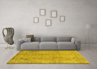 Machine Washable Abstract Yellow Modern Rug, wshabs2852yw