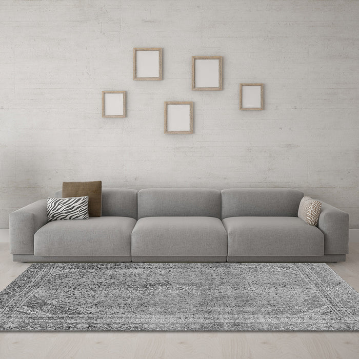 Machine Washable Abstract Gray Modern Rug in a Living Room,, wshabs2852gry