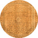 Round Abstract Orange Modern Rug, abs2852org