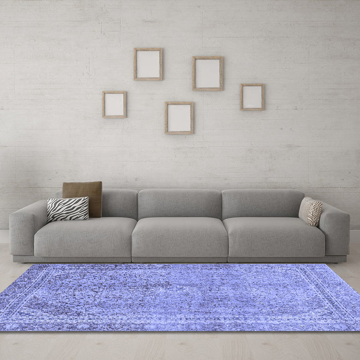 Machine Washable Abstract Blue Modern Rug in a Living Room, wshabs2852blu