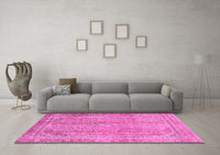 Machine Washable Abstract Pink Modern Rug, wshabs2852pnk