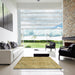 Square Abstract Chrome Gold Yellow Modern Rug in a Living Room, abs2852