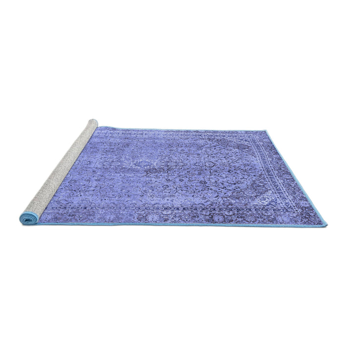 Sideview of Machine Washable Abstract Blue Modern Rug, wshabs2852blu