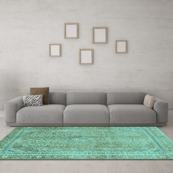 Machine Washable Abstract Light Blue Modern Rug in a Living Room, wshabs2852lblu
