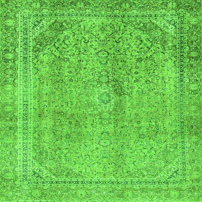 Square Abstract Green Modern Rug, abs2852grn
