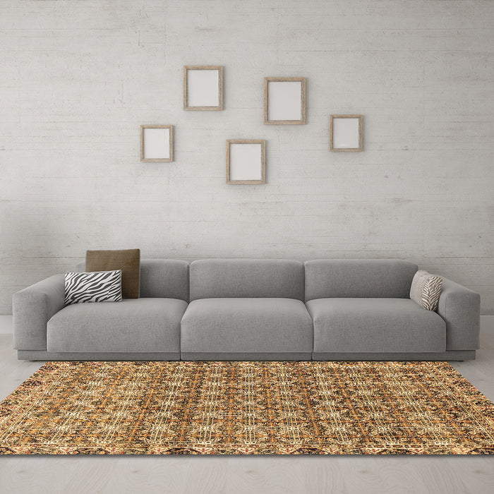 Machine Washable Abstract Brown Modern Rug in a Living Room,, wshabs2853brn