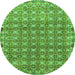 Round Machine Washable Abstract Green Modern Area Rugs, wshabs2853grn