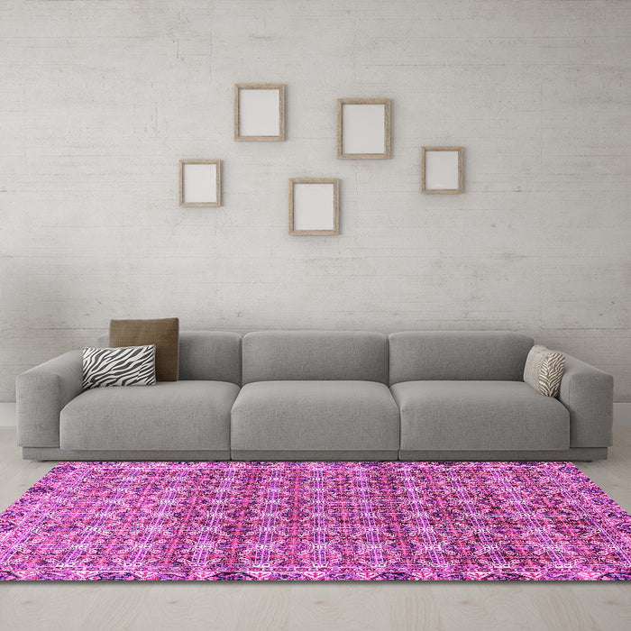 Machine Washable Abstract Pink Modern Rug in a Living Room, wshabs2853pnk