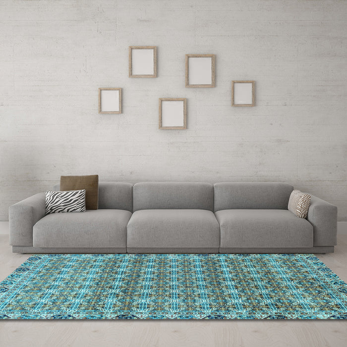 Machine Washable Abstract Light Blue Modern Rug in a Living Room, wshabs2853lblu