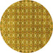 Round Machine Washable Abstract Yellow Modern Rug, wshabs2853yw