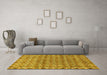 Machine Washable Abstract Yellow Modern Rug in a Living Room, wshabs2853yw