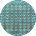 Round Abstract Light Blue Modern Rug, abs2853lblu