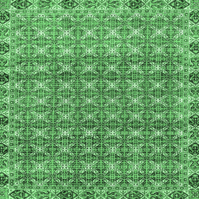 Square Abstract Emerald Green Modern Rug, abs2853emgrn