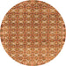 Round Machine Washable Abstract Orange Modern Area Rugs, wshabs2853org