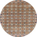 Round Machine Washable Abstract Brown Rug, wshabs2853