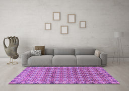 Machine Washable Abstract Purple Modern Area Rugs in a Living Room, wshabs2853pur