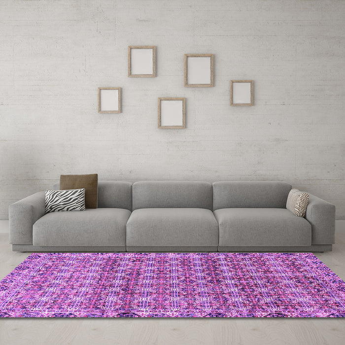 Machine Washable Abstract Purple Modern Area Rugs in a Living Room, wshabs2853pur
