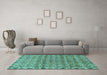 Machine Washable Abstract Turquoise Modern Area Rugs in a Living Room,, wshabs2853turq