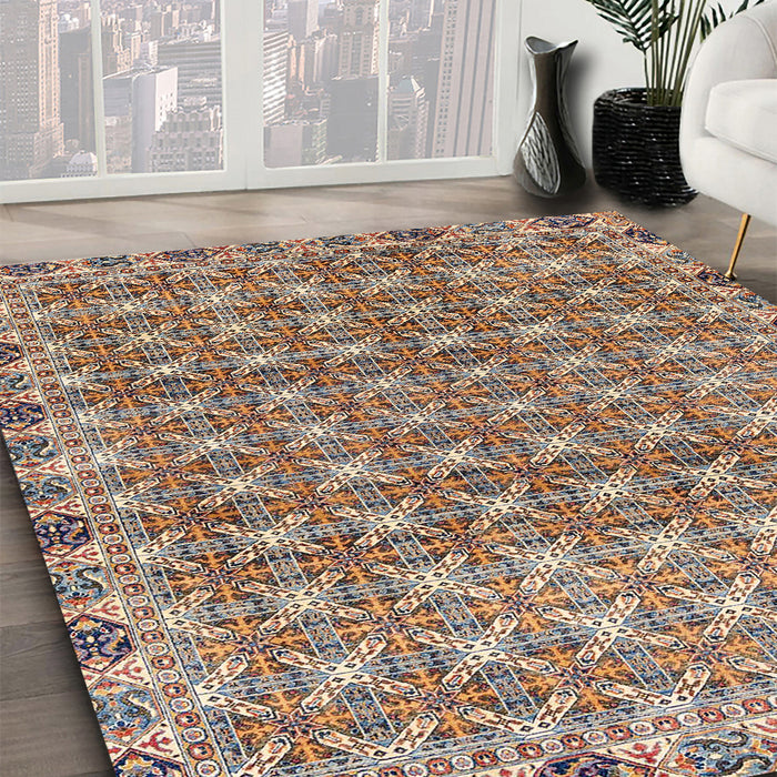 Machine Washable Abstract Brown Rug in a Family Room, wshabs2853