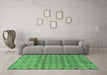 Machine Washable Abstract Emerald Green Modern Area Rugs in a Living Room,, wshabs2853emgrn