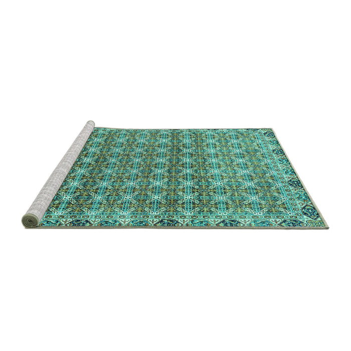 Sideview of Machine Washable Abstract Turquoise Modern Area Rugs, wshabs2853turq