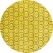 Round Abstract Yellow Modern Rug, abs2854yw