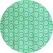 Round Abstract Turquoise Modern Rug, abs2854turq