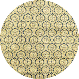 Round Abstract Brown Modern Rug, abs2854