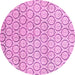 Round Machine Washable Abstract Pink Modern Rug, wshabs2854pnk