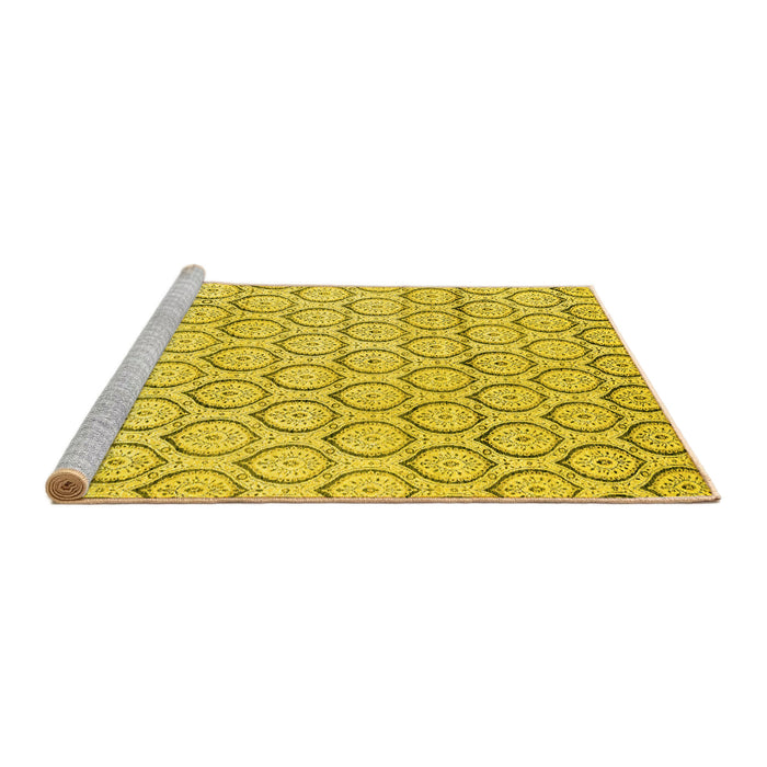 Sideview of Machine Washable Abstract Yellow Modern Rug, wshabs2854yw