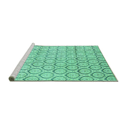 Sideview of Machine Washable Abstract Turquoise Modern Area Rugs, wshabs2854turq