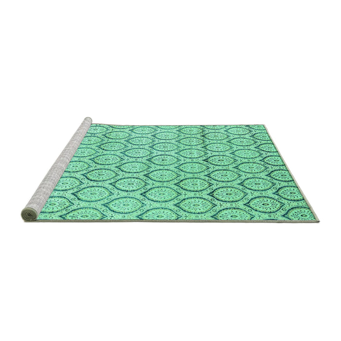 Sideview of Machine Washable Abstract Turquoise Modern Area Rugs, wshabs2854turq
