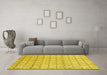 Machine Washable Abstract Yellow Modern Rug in a Living Room, wshabs2854yw