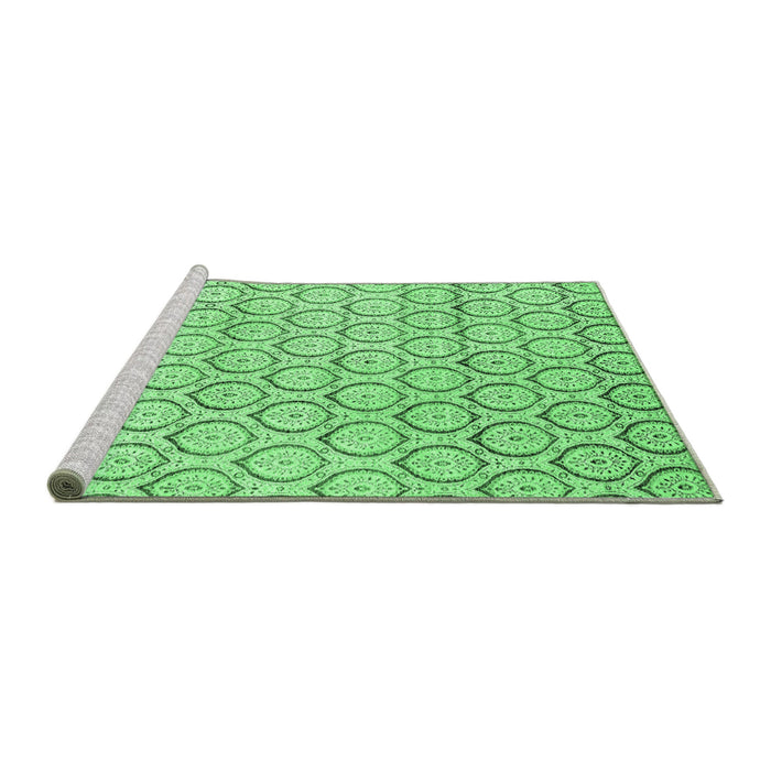 Sideview of Machine Washable Abstract Emerald Green Modern Area Rugs, wshabs2854emgrn