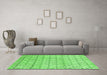 Machine Washable Abstract Green Modern Area Rugs in a Living Room,, wshabs2854grn