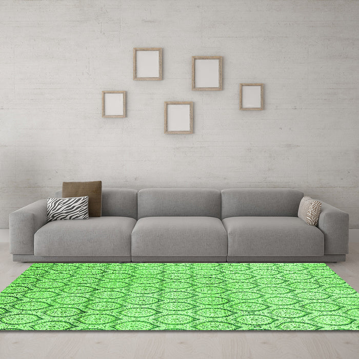 Machine Washable Abstract Green Modern Area Rugs in a Living Room,, wshabs2854grn