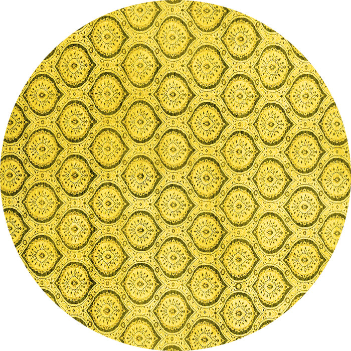 Round Machine Washable Abstract Yellow Modern Rug, wshabs2854yw