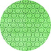 Round Machine Washable Abstract Green Modern Area Rugs, wshabs2854grn