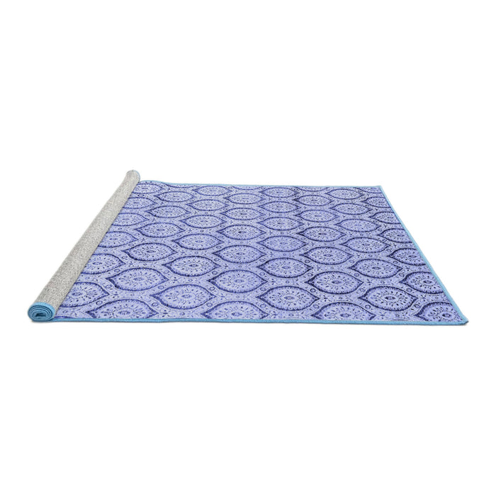 Sideview of Machine Washable Abstract Blue Modern Rug, wshabs2854blu