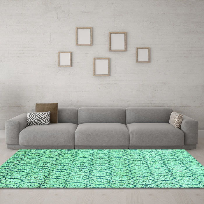 Machine Washable Abstract Turquoise Modern Area Rugs in a Living Room,, wshabs2854turq