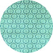 Round Machine Washable Abstract Light Blue Modern Rug, wshabs2854lblu