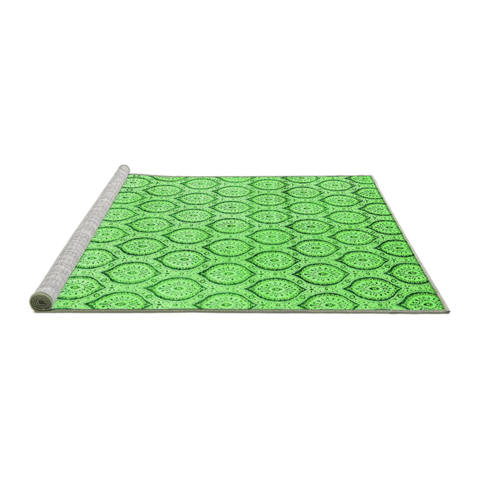 Sideview of Machine Washable Abstract Green Modern Area Rugs, wshabs2854grn