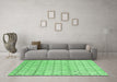 Machine Washable Abstract Emerald Green Modern Area Rugs in a Living Room,, wshabs2854emgrn