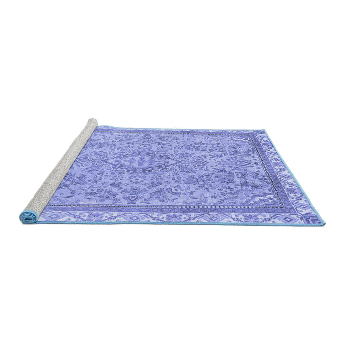 Sideview of Machine Washable Abstract Blue Modern Rug, wshabs2855blu