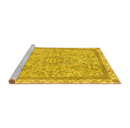 Sideview of Machine Washable Abstract Yellow Modern Rug, wshabs2855yw