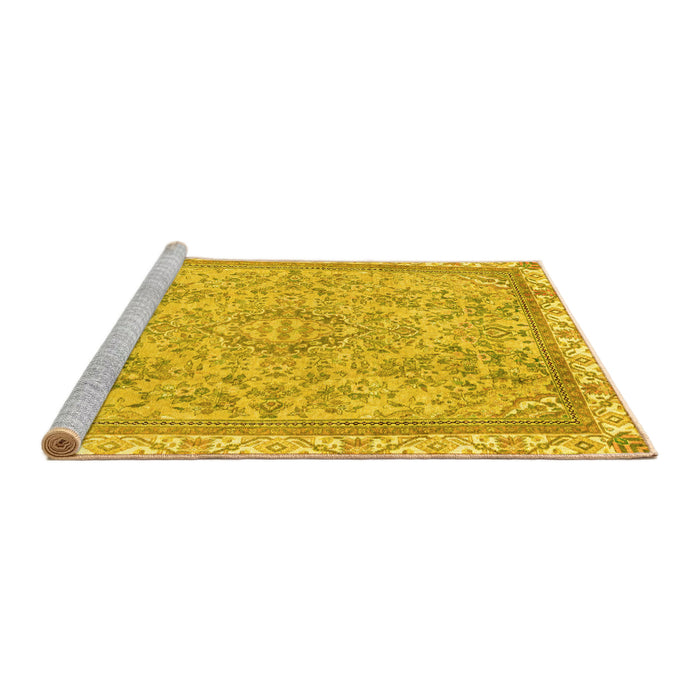 Sideview of Machine Washable Abstract Yellow Modern Rug, wshabs2855yw