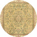 Round Abstract Cinnamon Brown Modern Rug, abs2855