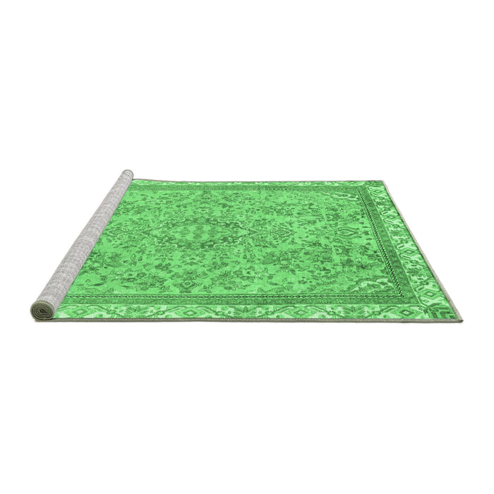 Sideview of Machine Washable Abstract Emerald Green Modern Area Rugs, wshabs2855emgrn